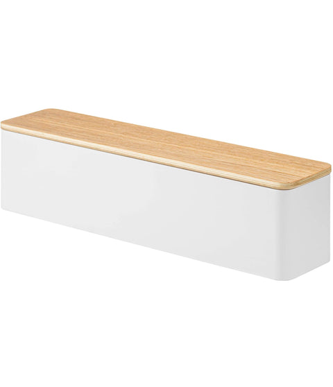 Yamazaki 5406 Long Cutlery Case with Lid, Natural, Approx. 12.8 x 3.0 x 3.0 inches (32.7 x 7.5 x 8 cm), Phosphor Dust Proof, Includes Dividers