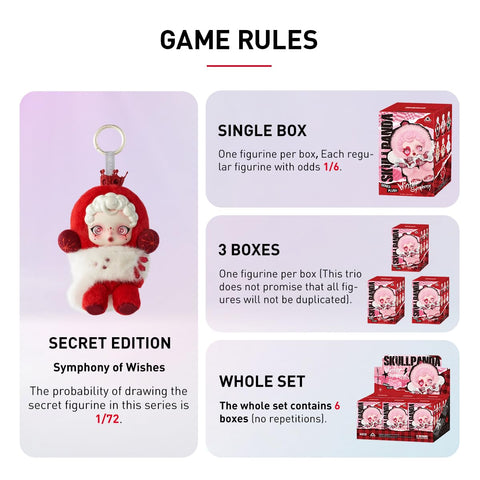 POP MART SKULLPANDA Winter Symphony Series Plush Pendant, 6 Pieces in Assorted Boxes, Popmart, Popmart, Pop-Mart, Pop-mart, Pop-mart, Pop-mart, Pop-Toy, Plush, Blind Box, Plastic Model, Premium Toy