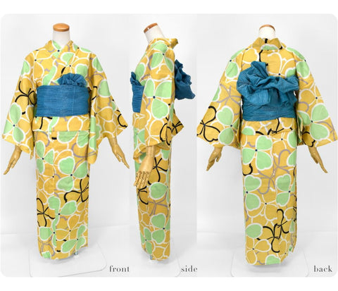 Nagomiya Women's Yukata Set, Retro Modern Yukata, Waist Belt, 2-piece Set, Retro Classic Pattern, Cute, High Visibility, Summer Festival, Evening Cool, Fireworks