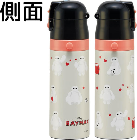 스케이터 (Skater) 어린이용 스테인리스 스틸 물병, 투웨이, 다이렉트 드링크, 470ml, 컵 드링크, 430ml, 베이맥스, 키즈 프렌들리, 경량 타입, 여아, 남아용, 보온/보냉 물병, 스포츠 보틀, 귀여운 어린이, 어린이, 물병, SKDC4-A