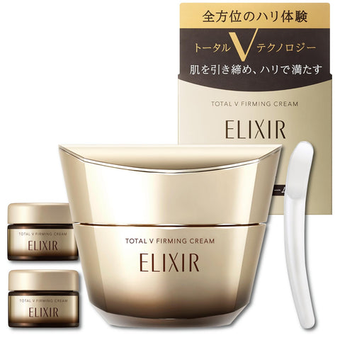 ELIXIR Total V Firming Cream, 1.8 oz (50 g) + 0.4 oz (10 g), Emulsion Lotion, Cream, Omnidirectional Hari, Aging Care, Shiseido
