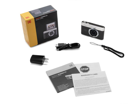 KODAK Pixpro C1 – 超小型數位相機| 13MP BSI CMOS、4倍變焦、2.8吋LCD螢幕、LED閃光、內建電池 – 黑色