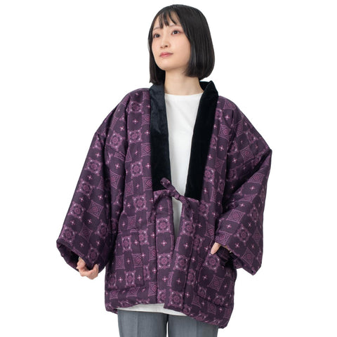 Ai Indigo Women's Cotton Insert Hanten Chinten, Chintel Pattern, Enge, Red, Purple
