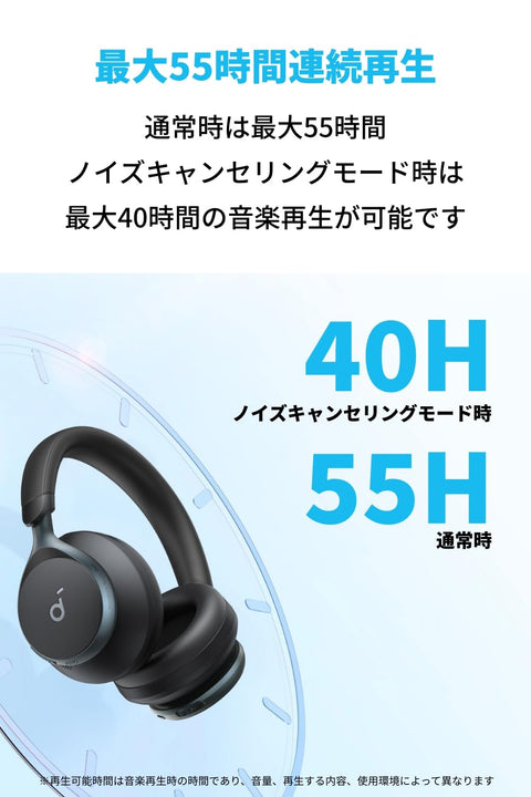 Anker Soundcore Space One (Bluetooth 5.3 Wireless Headphone) [Ultra Noise Cancelling 2.0 / Up to 55 Hours of Music Playback / LDAC / High Resolution Support (Wireless/Wired)/ Multipoint