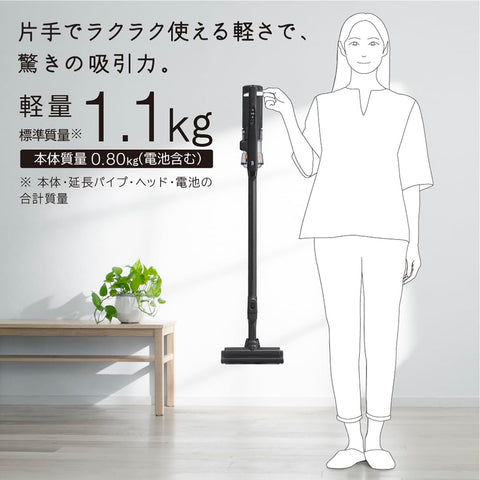 【WEB専用】日立 掃除機 コードレス スティッククリーナー 強力パワー 軽量 1.1Kg 自走式 PV-BL1A2 ラクかるスティック 日本製 ブラック ハンディクリーナー スタンド付き
