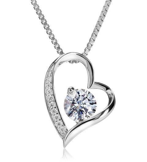 Swarovski Open Heart Necklace Women's Gift Set, Made in Japan, Silver, Quartz