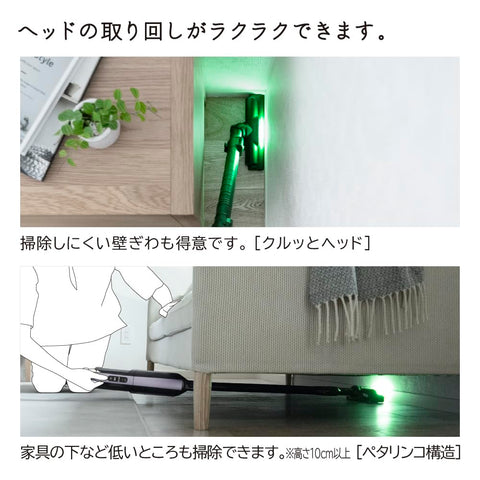 日立 掃除機 かるパックスティック 紙パック式 スティッククリーナー PKV-BK3L V ラベンダー 日本製 強力パワー 軽量 自走式 ハンディクリーナー スタンド付き
