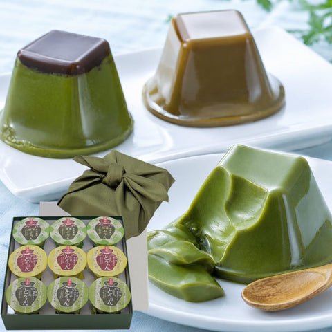Kiyoizumi 2024 Respect for the Aged Day, Matcha Pudding, Hojicha Pudding, 4.3 oz (110 g) x 9 Pieces, Uji Kintoki Pudding, Furoshiki Wrapper, Soy Milk, Western Sweets, Matcha Sweets, Dessert, Kyoto,