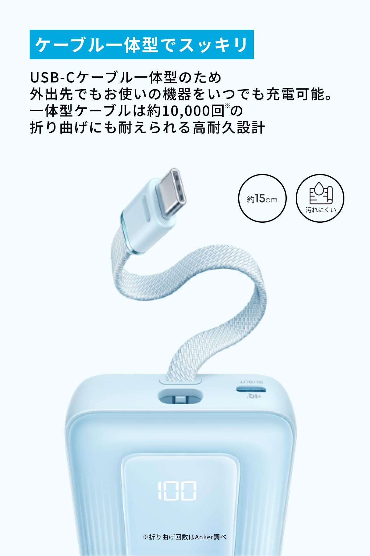 Anker Zolo Power Bank (20000mAh, 45W, Built-In USB-Cケーブル