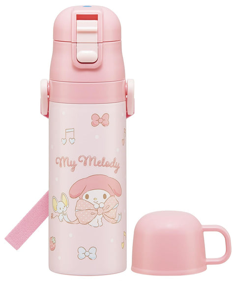 スケーター(Skater) 子供用 ステンレス 水筒 2way 直飲み 470ml コップ飲み 430ml子供に優しい軽量タイプ サンリオ マイメロディ ビッグリボン 女の子 保温 保冷 waterbottle スポーツボトルキッズ 子供 こども 水瓶 SKDC4-A
