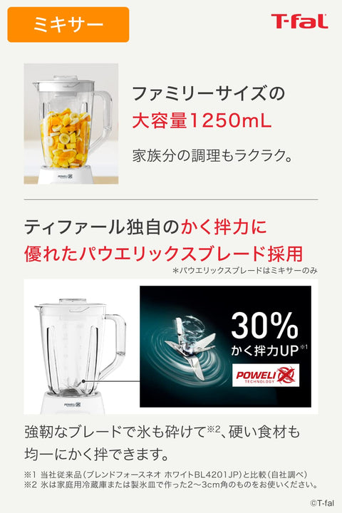 Tefal BL42X1JP Blendforce Neo Powerix Multi, 1,250 ml, Large Capacity, 350 W, High Power Mixer with Chopper