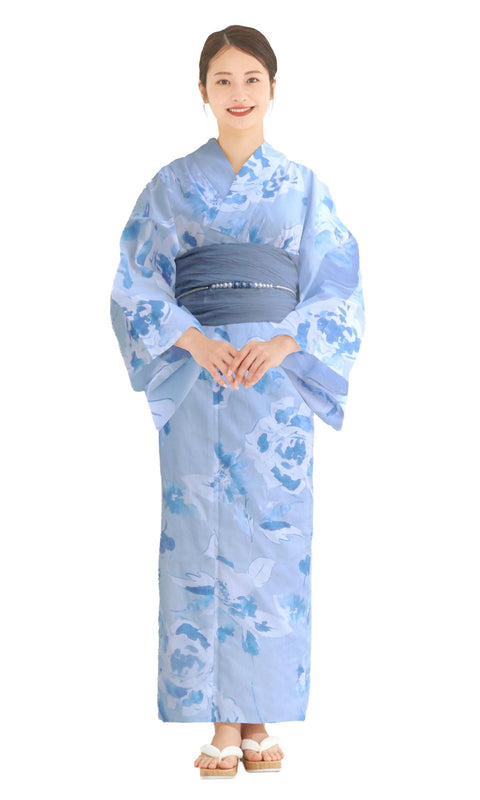 [NISHIORI] 二部式浴衣 レディース セパレート 浴衣セット 3点セット(浴衣、兵児帯,下駄) 簡単着付け 兵児帯付き セット 夏祭り 花火大会 二部式浴衣セット 女性用 トレンド柄 和モダン 着崩れしにくい