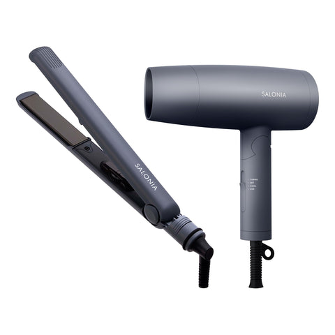 SALONIA サロニア スターターセット ドライヤー ヘアアイロン 24mm グレー