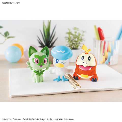 Bandai Spirits Pokemon Plamo Collection Quick!! 18+19+20, Sprigatito, Quaxly & Fuecoco Set, Color-Coded Plastic Model