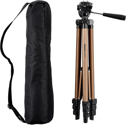 Amazon Basics Camera Tripod, 47.2 inches (120 cm), 3 Tiers, 3-Way Camera Stand, Aluminum, Storage Case Included