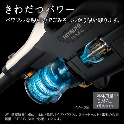 日立 掃除機 パワかるスティック コードレス スティッククリーナー PV-BL50K N ライトゴールド 日本製 軽量1.4ｋｇ 自走式 新生活 一人暮らし 二人暮らし ハンディクリーナー