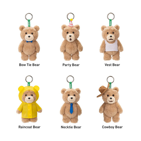 POP MART Ted2 테디 베어 액션 플러시 펜던트 시리즈 [모듬 박스 6개] 팝마트 가챠 가챠 블라인드 박스 피규어 프라모델 프리미엄 장난감 PVC 소프트 비닐 오리지널 캐릭터 생일 선물
