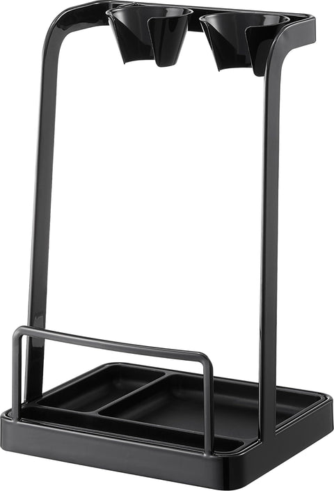 Yamazaki 1615 Pot Lid & Hand Blender Stand with Tray, Black, W 5.5 x D 4.9 x H 9.2 inches (14 x 12.5 x 23.3 cm), Tower Pot Lid Stand, Kitchen Appliances, Storage