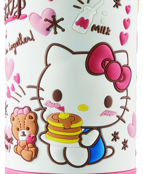 Skater SSPV4 Sanrio-A Stainless Steel Children's Water Bottle, 12.8 fl oz (380 ml), Drinking Straw, 3D, Hello Kitty Snack Time