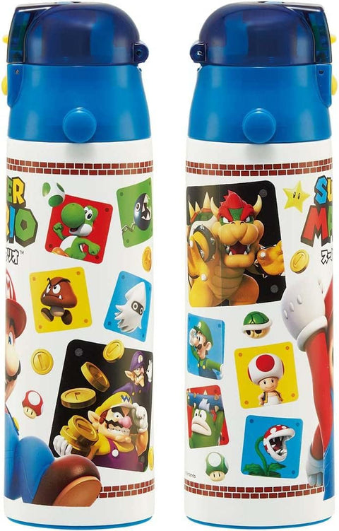 Skater SDC6N-A Water Bottle, 20.8 fl oz (580 ml), Super Mario, 23, Direct Drinking, Stainless Steel, Sports Bottle