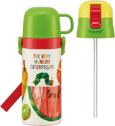스케이터 (스케이터) 2웨이 스테인리스 스틸 아동용 물병 (빨대컵 포함), 350ml, 하라페코, 아오무시, SKCP3-A