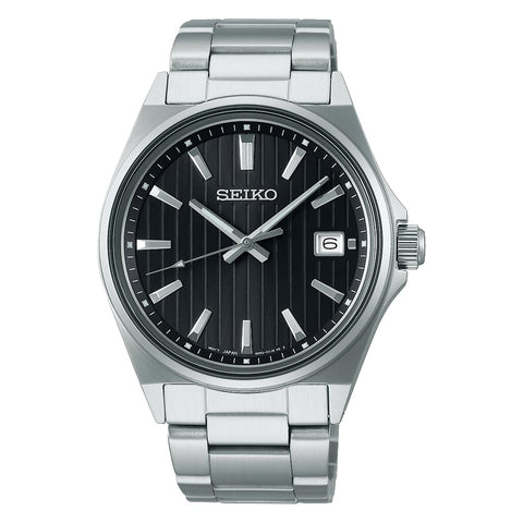 Seiko Selection S Series Men's Watch, Battery Operated Quartz, Silver, Dial: Black, Bracelet Type