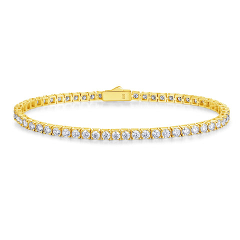 FANCIME Moissanite Women's Tennis Bracelet, Width 0.16 inch (3 mm), 0.2 inch (4 mm), 0.2 inch (5 mm), Tennis Bracelet, Sterling Silver, Gold Color, Silver, Reward, Christmas, Birthday, Anniversary