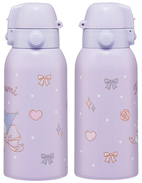 Skater STCH6 Children's Stainless Steel Water Bottle, Direct Drinking, 20.3 fl oz (600 ml), Children's Friendly Lightweight Type, Sanrio Chromi, Big Ribbon, For Girls, Cold Insulation, Water Bottle,