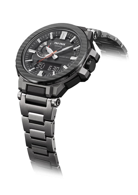 Casio Manaslu Protrek Wristwatch, Genuine Domestic Product, Silver, TIC Treated Titanium Muk Band
