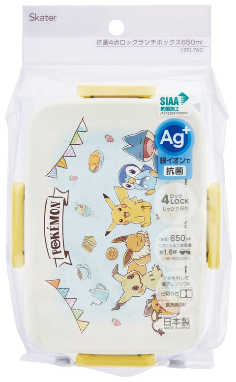 Skater YZFL7AG-A Lunch Box, Pokemon Cafe Art, 22.0 fl oz (650 ml), Antibacterial, 4-Point Lock, For Women, Made in Japan