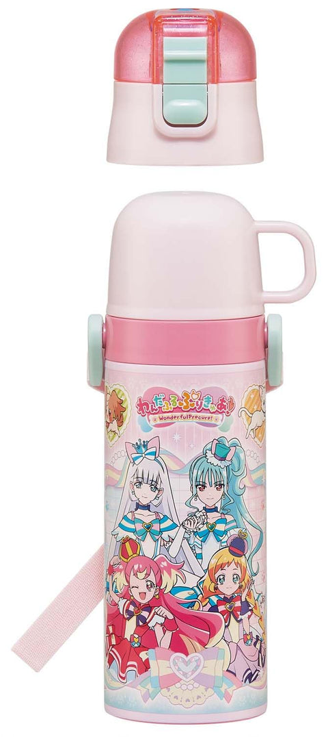 スケーター(Skater) 子供用 ステンレス 水筒 2way 直飲み 470ml わんだふる ぷりきゅあ コップ飲み 430ml 子供に優しい軽量タイプ 女の子 保温・保冷waterbottle スポーツボトル かわいい キッズ 子供 こども 水瓶 プリキュア SKDC4-A