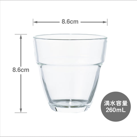 하리오 (하리오) 내열 적층 유리, 2개 세트, 260mL 내열 유리, 스태킹 가능, 전자레인지 및 식기세척기 사용 가능 찻잔, 일본산, 하리오 글래스 HSG-1624