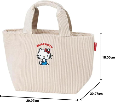 スケーター(Skater) コーデュロイ生地 保冷 保温 ランチバッグ 30×マチ12×高さ18cm 広い バッグ 弁当箱入れ ランチバッグおしゃれ かわいい サンリオ ハローキティ KCOB2-A