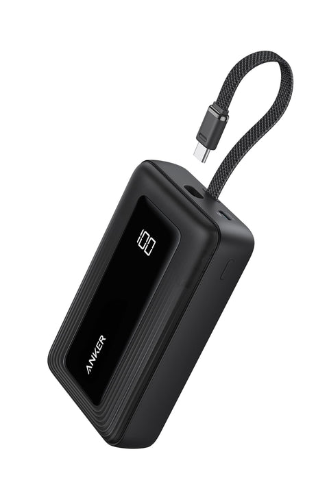 Anker Zolo Power Bank (20000mAh, 45W, Built-In USB-C数据线)(移动电源 20000mAh 最大45W 输出 USB-C 电缆一体型 显示屏) 【PD/PowerIQ/符合PSE技术标准】iPhone 17 / 16 / 15 Android iPad 其他各种设备兼容 (黑色)