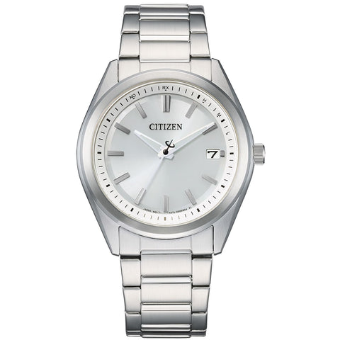 Citizen 手表 光发电光动能驱动 电波手表 防水 银 银色 AS1080-65A 男士, 银色, 手链类型