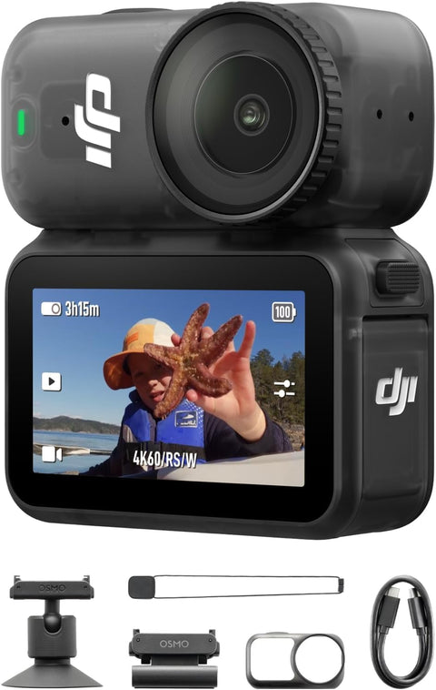 DJI Osmo Nano Standard Combo (128GB) Wearable Camera, Small 4K/60fps Vlog Camera, 1/1.3" Sensor, 143° Wide Angle FOV Video, 200 Minute Recording, Fast Content Transfer, Sports, Vlog Magnetic POV