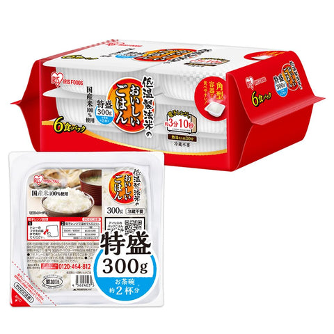 (New arrival) Iris Ohyama Pack Rice, 10.6 oz (300 g), 100% Domestic Rice, Low Temperature Processed Rice, Emergency Food, Retreat, 10.6 oz (300 g) x 6 Packs