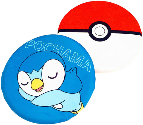 MORIPiLO 座布団 椅子 クッション ポケモン BIG モンスターボール ポッチャマ グッズ ぬいぐるみクッション 低反発 ブルー 40x40x4cm まくらのモリシタ 370816