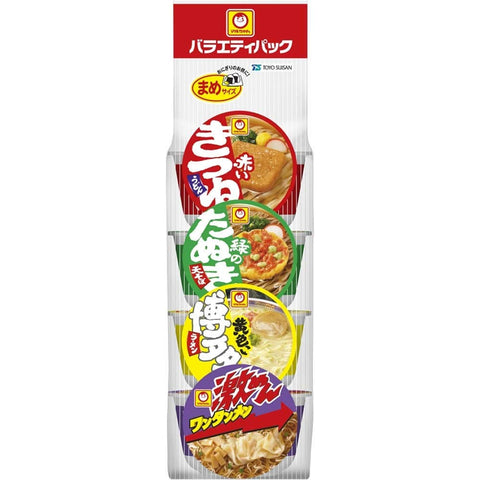 마루짱 마메 버라이어티 팩 (4종, 4인분 x 6팩, 24팩/미니 사이즈) 컵라면 우동 소바 라멘 원탄멘 (먹기 비교/모듬/바이박스) 토요수산