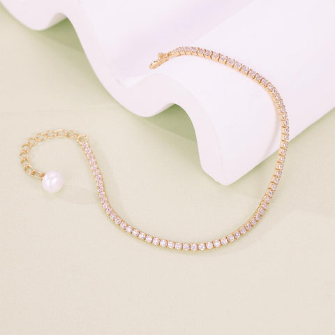 Women Sterling Silver Bracelet 925 Silver Zircon Bracelet 18K Gold Plated Women Birthday Accessories Shiny Simple Cute Accessories with Jewelry Box