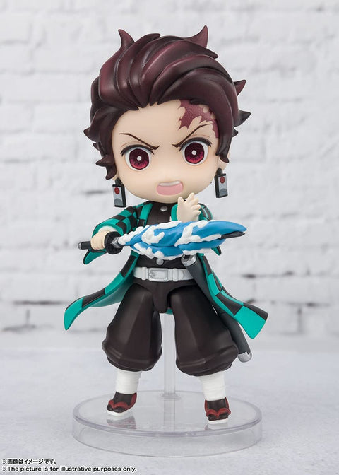 TAMASHII NATIONS Figuarts Mini Demon Slayer Tanjiro Kamado Water Breathing Mini Figure, Approx. 3.5 inches (90 mm), PVC/ABS, Painted Action Figure