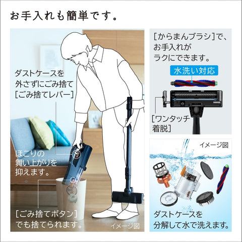 Hitachi PV-BH900SL-K Cyclone Stick Cleaner, Rechargeable, Self-propelled Power Brush Type, Satin Black