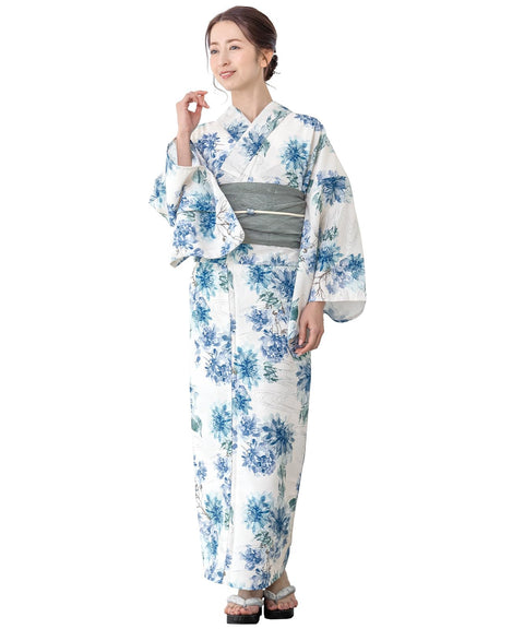 Soubien Floro Women's Yukata Set of 4, Separate, New Two-Part Yukata (Yukata, Waistband, Date Tightening, Geta Clogs)