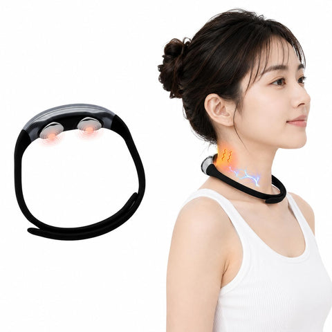 MCAura【国内正規品】ネックケア 首 肩 リラクゼーション器 ネックリラックス EMS 温熱 ネックウォーマー 15段階強度調節 6種類モード 超軽量85g 静音 コードレス USB充電式 アプリ対応 男女兼用 寝ながら使える 首元リフレッシュ 母の日 父の日 誕生日 プレゼント ギフト