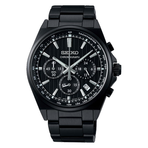 Seiko Selection S Series, Battery Operated Quartz, Chronograph, Men's, Case: Black, Dial: Black, Bracelet Type