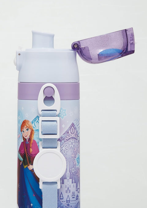 Skater SKDC4 Children's Stainless Steel Water Bottle, 2-Way Direct Drinking, 16.5 fl oz (470 ml), Cup Drinking, 15.2 fl oz (430 ml), Kid-friendly Lightweight Type, Disney Frozen 25 Girls, Thermal,