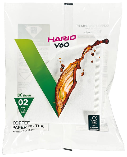 HARIO(哈里歐) V60濾紙 1-4杯用 500張裝 白色 日本製造 VCF-02-100W