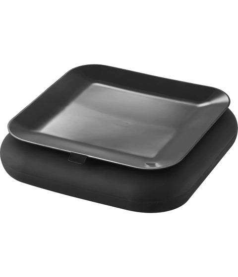 Yamazaki 10050 Silicone Baby Food Tray with Suction Cups, Black, W 7.1 x D 7.1 x H 1.6 inches (18 x 18 x 4.1 cm), Tower Tower, Dishwasher, Microwave, Freezer Safe, Never Flip, Easy to Scoop,