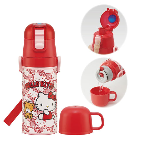スケーター(Skater) 子供用 ステンレス 水筒 2way 直飲み 420ml コップ飲み 350ml サンリオ ハローキティ うしろうしろ 子供に優しい軽量タイプ 女の子 保温 保冷 小容量タイプ waterbottle スポーツボトル かわいい キッズ 子供 こども 水瓶 SKDC3-A