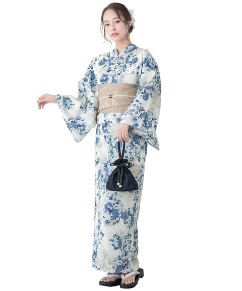 [SOUBIEN] ソウビエン 浴衣 4点 セット セパレート 新二部式浴衣 floro レディース (浴衣/半幅帯/伊達締め/下駄)